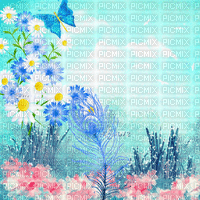 BG spring.flower.butterfly.blue .idca - 無料のアニメーション GIF