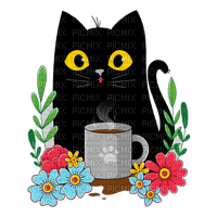 Chat et café - PNG gratuit