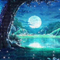 Y.A.M._Fantasy Landscape moon background - Gratis animeret GIF