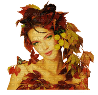 autumn fall leaves leaf feuille woman femme - 無料png