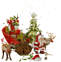 Santa mit Renntier - Gratis animeret GIF