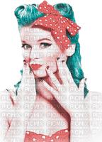 soave woman fashion summer rockabilly pink teal - PNG gratuit