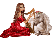 fantasy woman with unicorn  by nataliplus - png gratis