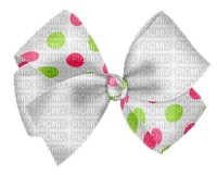 Noeud blanc à pois vert et rose - darmowe png