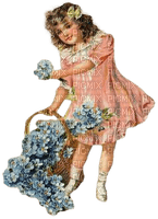 Vintage.Fille.Girl.Blue flowers.Victoriabea - 免费PNG