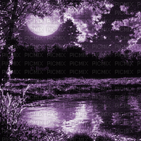 Y.A.M._Night moon fantasy background purple - GIF เคลื่อนไหวฟรี