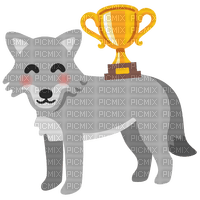 emojikitchen wolf with trophy - gratis png