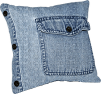 Jeans Blue Pillow Button - Bogusia - gratis png