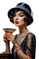 art deco woman drink - Free PNG