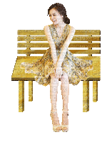 dziewczyna na ławce - 免费动画 GIF