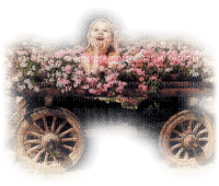 Kaz_Creations Baby Enfant Child Girl Flowers Cart - PNG gratuit