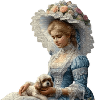 vintage woman dog - png grátis