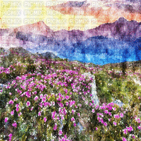 kikkapink background animated field spring - Δωρεάν κινούμενο GIF