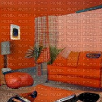 Old Fashioned Orange Living Room - zdarma png