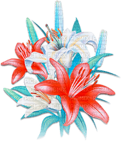 soave deco flowers spring lilies branch blue - PNG gratuit