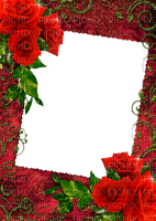 red frame with red roses - nemokama png