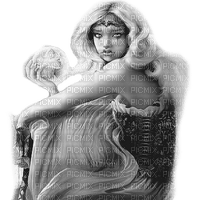 Y.A.M._Gothic Fantasy woman girl  black-white - ilmainen png