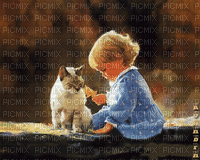 child with cat bp - Gratis geanimeerde GIF