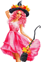 Woman.Witch.Halloween.Pink.Black - PNG gratuit