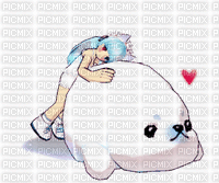 seal with anime girl - 無料のアニメーション GIF