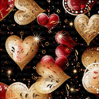 ♥❀❀❀❀ sm3 hearts gold pattern  gif red - Free animated GIF