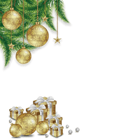 Noël Christmas cadeau present or doré gold sapin