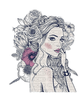 Femme avec fleurs dans les cheveux - 免费PNG