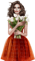 Woman with tulips. Spring. Easter. Leila - PNG gratuit