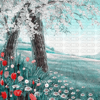 soave backgrund animated    flowers pink teal - GIF animé gratuit