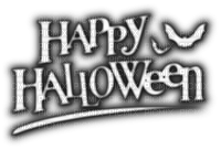 Happy Halloween.Text.Black.White - Free PNG