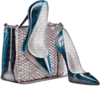 soave deco fashion shoe bag blue brown - 免费PNG
