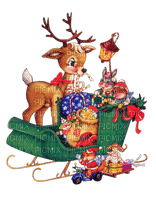 Deer, Sled, and Toys - PNG gratuit