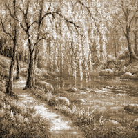 Y.A.M._Japan Spring landscape background sepia - 無料png