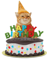 Happy Birthday, Torte, Katze - gratis png