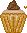 Pixel White Cupcake with Gold Wrapper - Free PNG