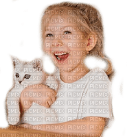 CHILD GIRL WHITE CAT ENFANT CHAT BLANC
