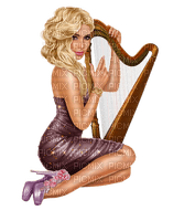 loly33 femme musique harpe - png ฟรี