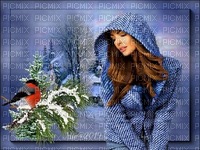 färdig bg-grå-vinter landskap-kvinna - gratis png