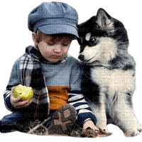 petit garçon et chien - besplatni png