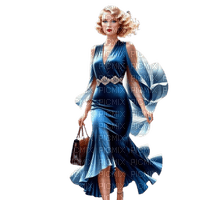 Mujer Vintage Azul Rubicat - nemokama png