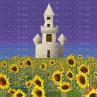 Sunflowers and Castle - PNG gratuit