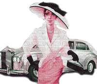 Y.A.M._Vintage retro Lady car - kostenlos png