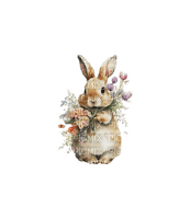 Hare with flowers - gratis png