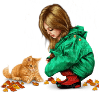 Girl, cat. Fall. Autumn. Leila - 免费PNG