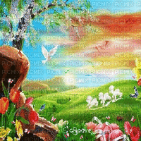 SOAVE BACKGROUND ANIMATED  EASTER  brown blue - Darmowy animowany GIF