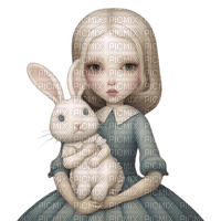 girl child blue pink bunny - besplatni png