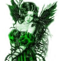 Y.A.M._Gothic fantasy angel green - PNG gratuit