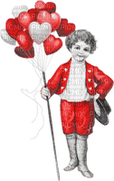 soave  vintage valentine boy children balloon - фрее пнг