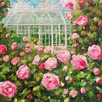 Pink Rose Garden and Glass House - gratis png