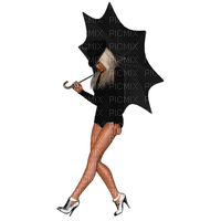 Kaz_Creations Woman Femme Black Umbrella - png gratuito